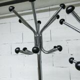 Coat rack with 12 chrome and black plastic hooks, 1960, 2m.