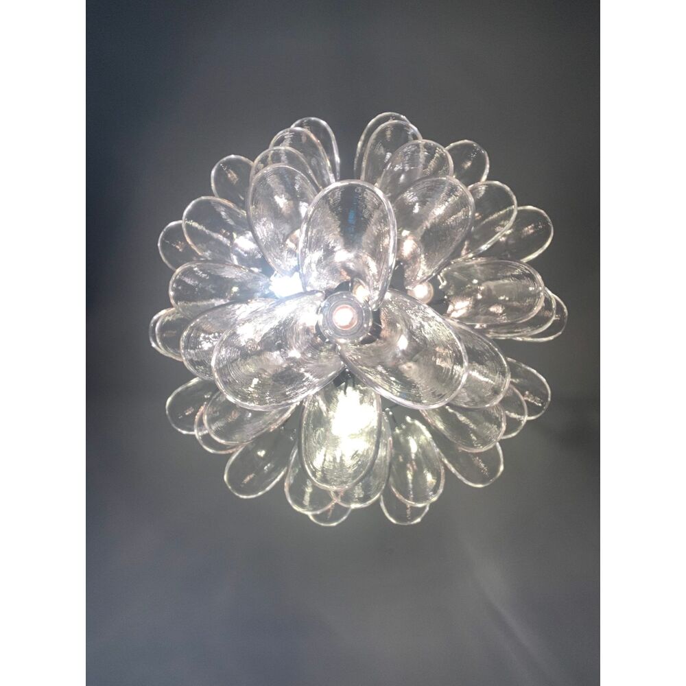 Transparent “selle” murano glass cascade chandelier