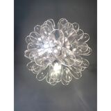 Lustre transparent « selle » en cascade en verre de murano