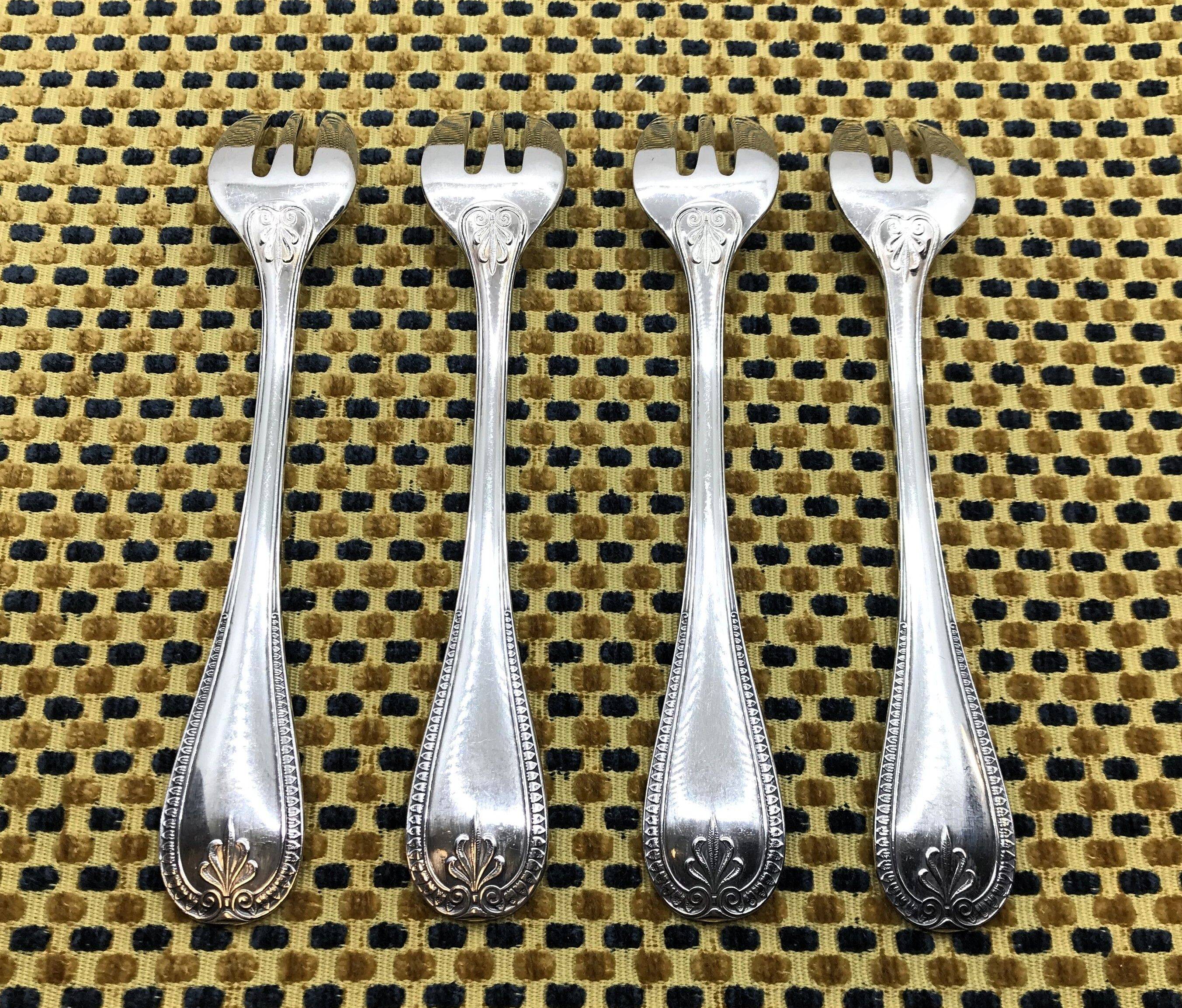 4 Christofle silver-plated oyster forks, Malmaison model