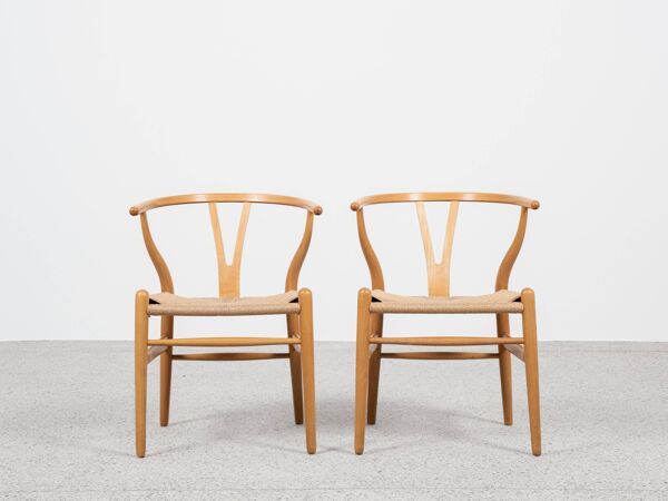 Paire de chaises Wishbone originales du milieu du siècle par Hans Wegner pour Carl Hansen & Søn