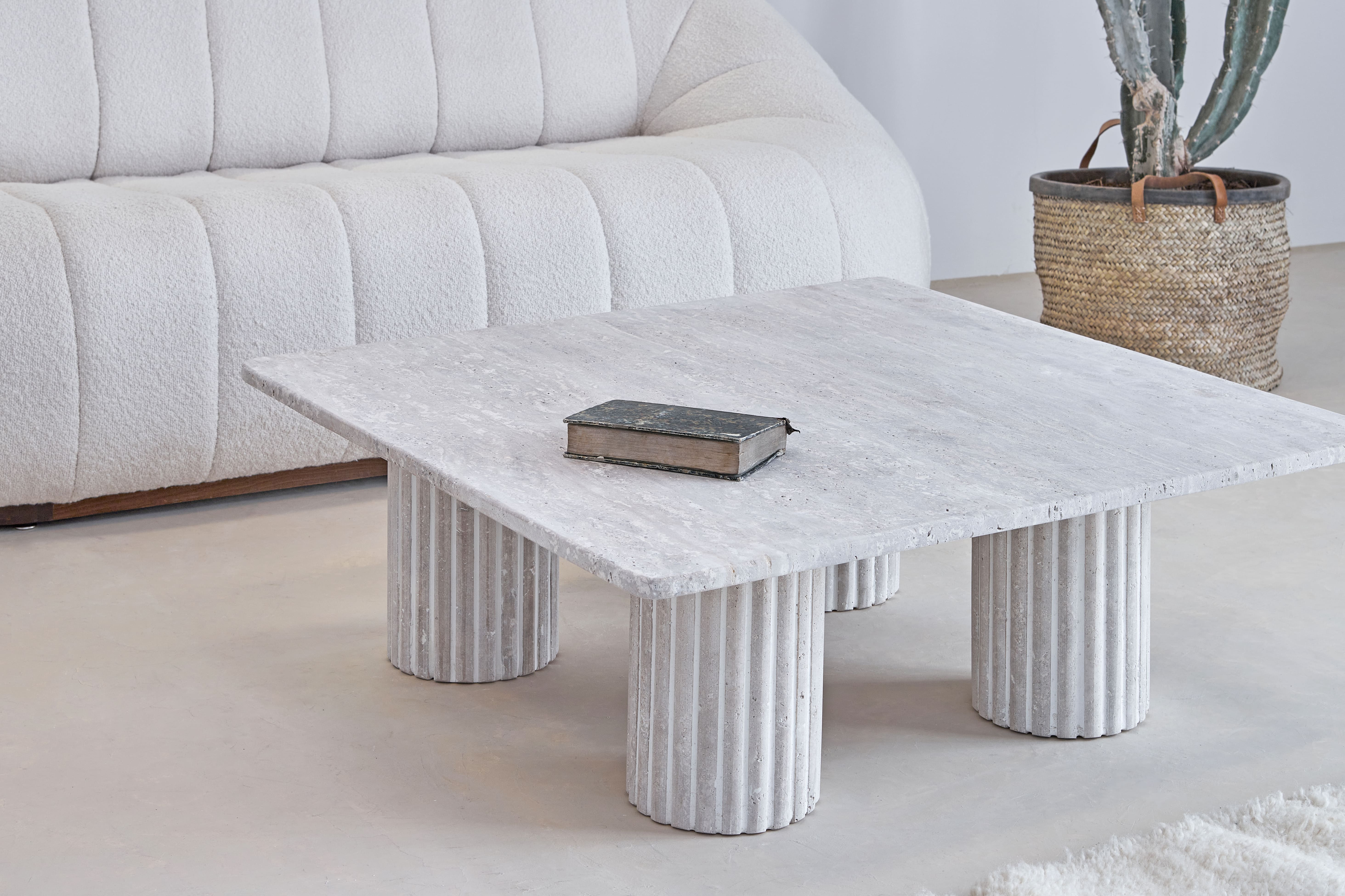 Natural travertine square coffee table 100x100