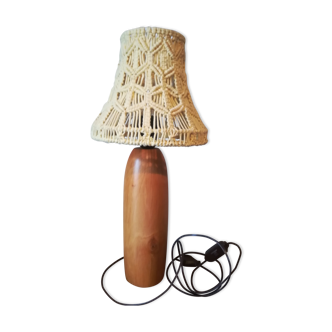 Wooden and macramé lamp
