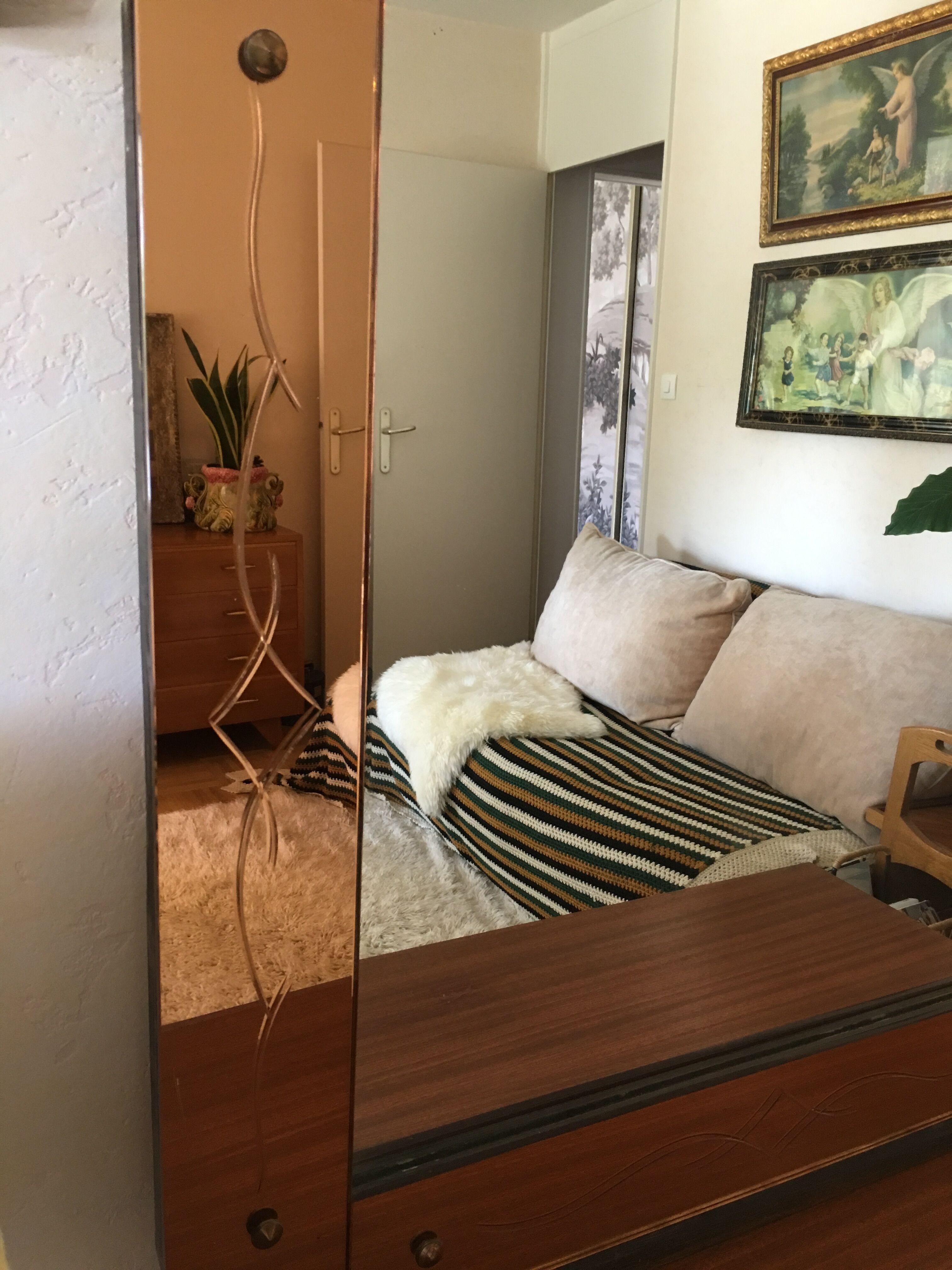 Venetian mirror art deco pink 77x101cm