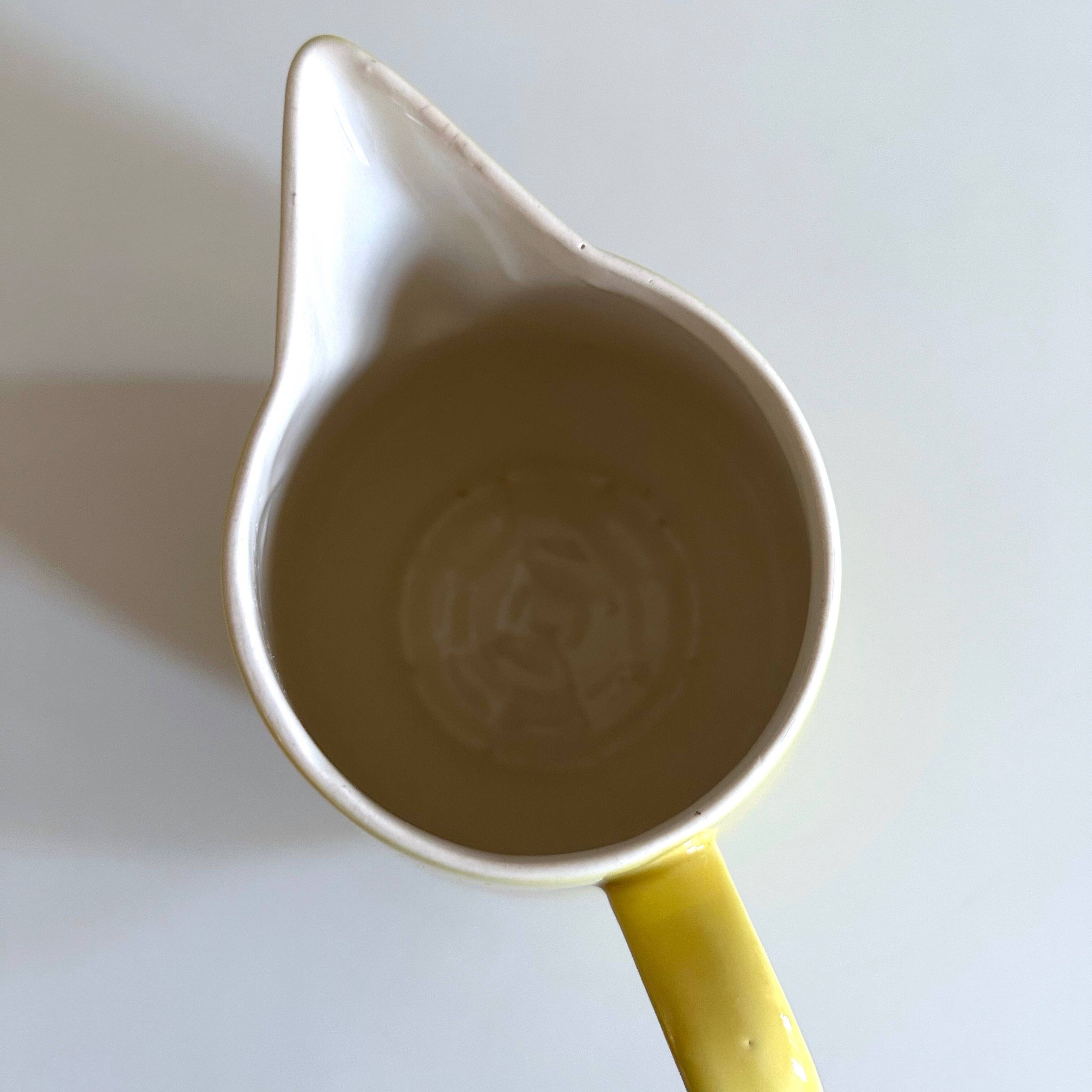 Large vintage ceramic jug pastel yellow, waku germany