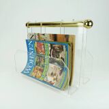 Transparent lucite acrylic magazine rack 1970s 1980s space age