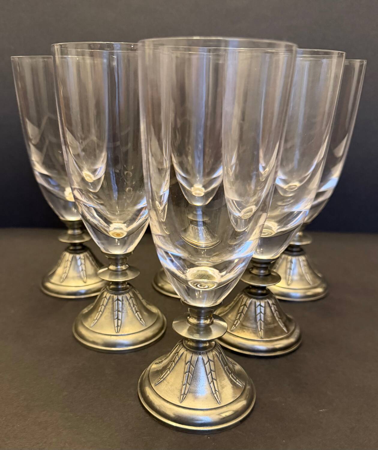 Set of 6 crystal champagne flutes