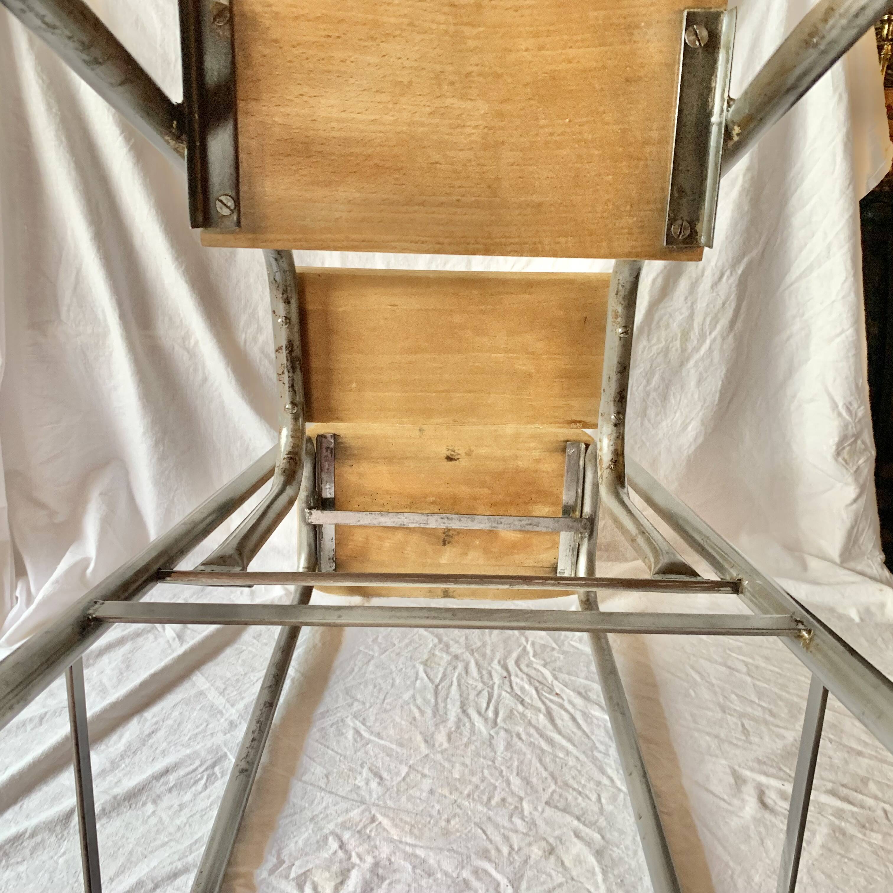 Old wooden workshop stepladder - seat height: 85 cm