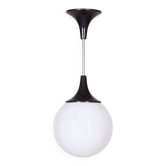 Mid-Century Chandelier in Chromed Steel and Opaline Glass, Czech, 1950s