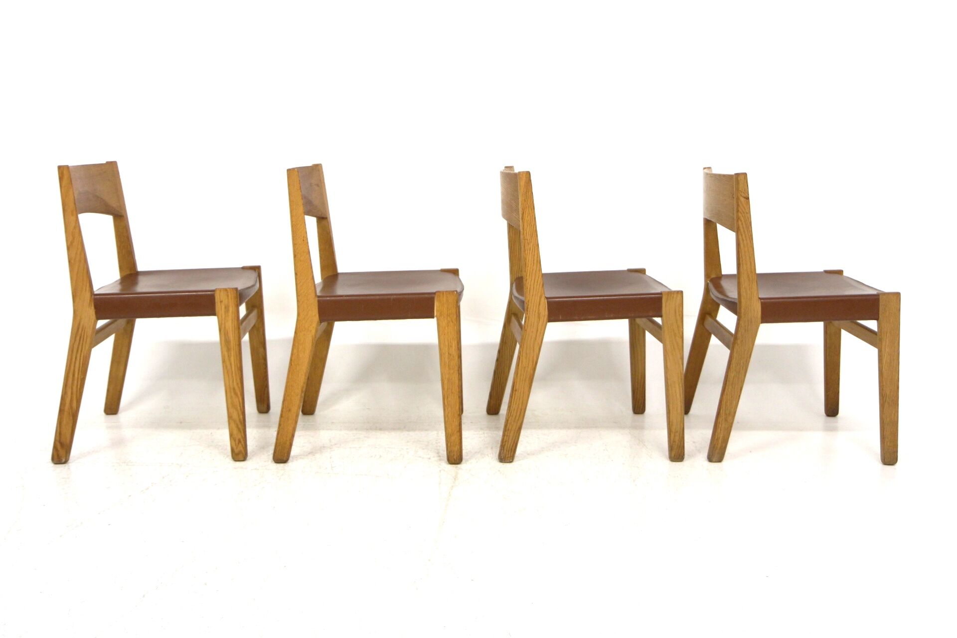 Set de 4 chaises en cuir, John Vedel-Rieper, Erhard Rasmussen, Danemark, 1960