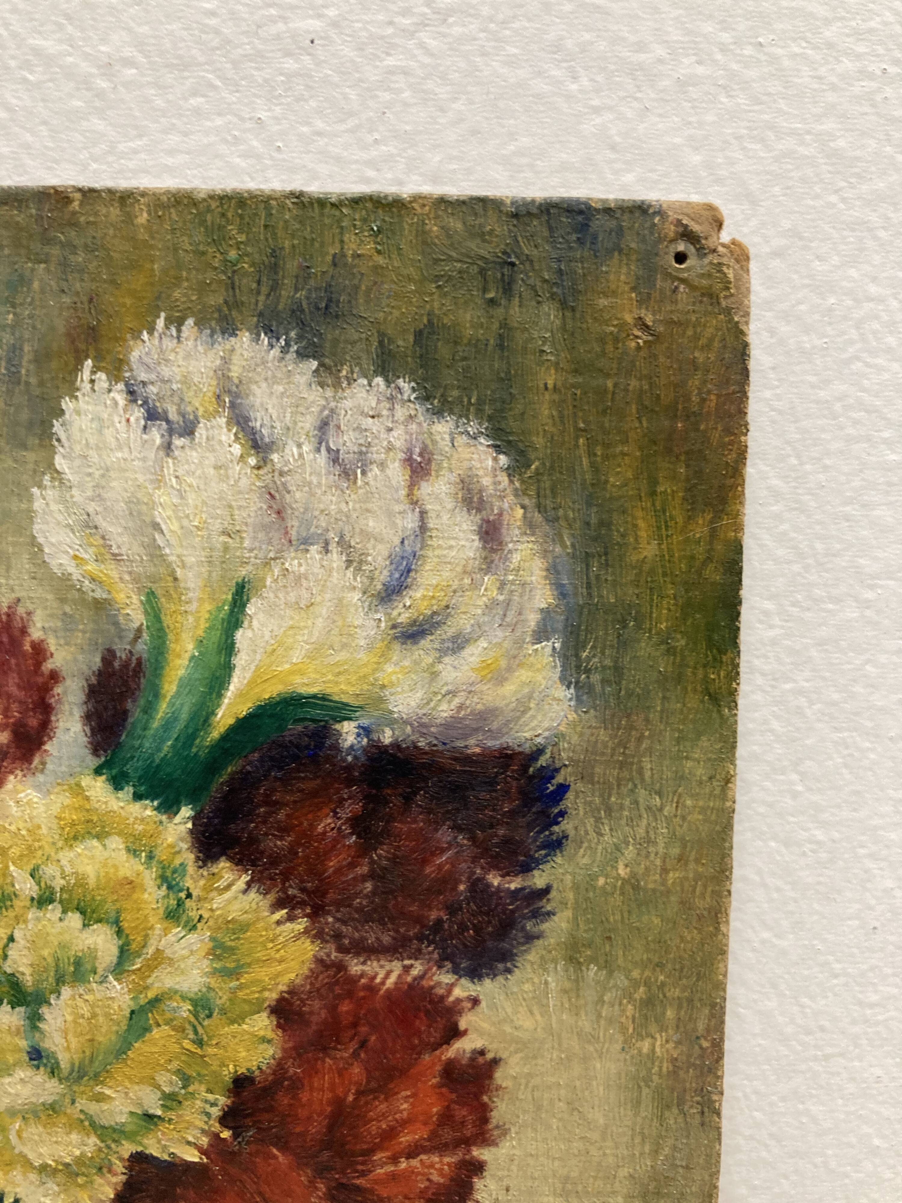 “Les Oeillets” Oil on panel signed