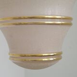 Ceiling light / Art Deco lamp in pink and gold with a glass shade - Silver Fitter