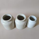 Set of 3 enamelled stoneware mustard pots