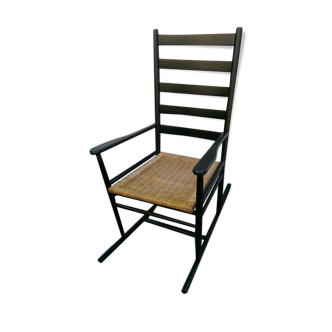 Rocking chair fauteuil tressé noir