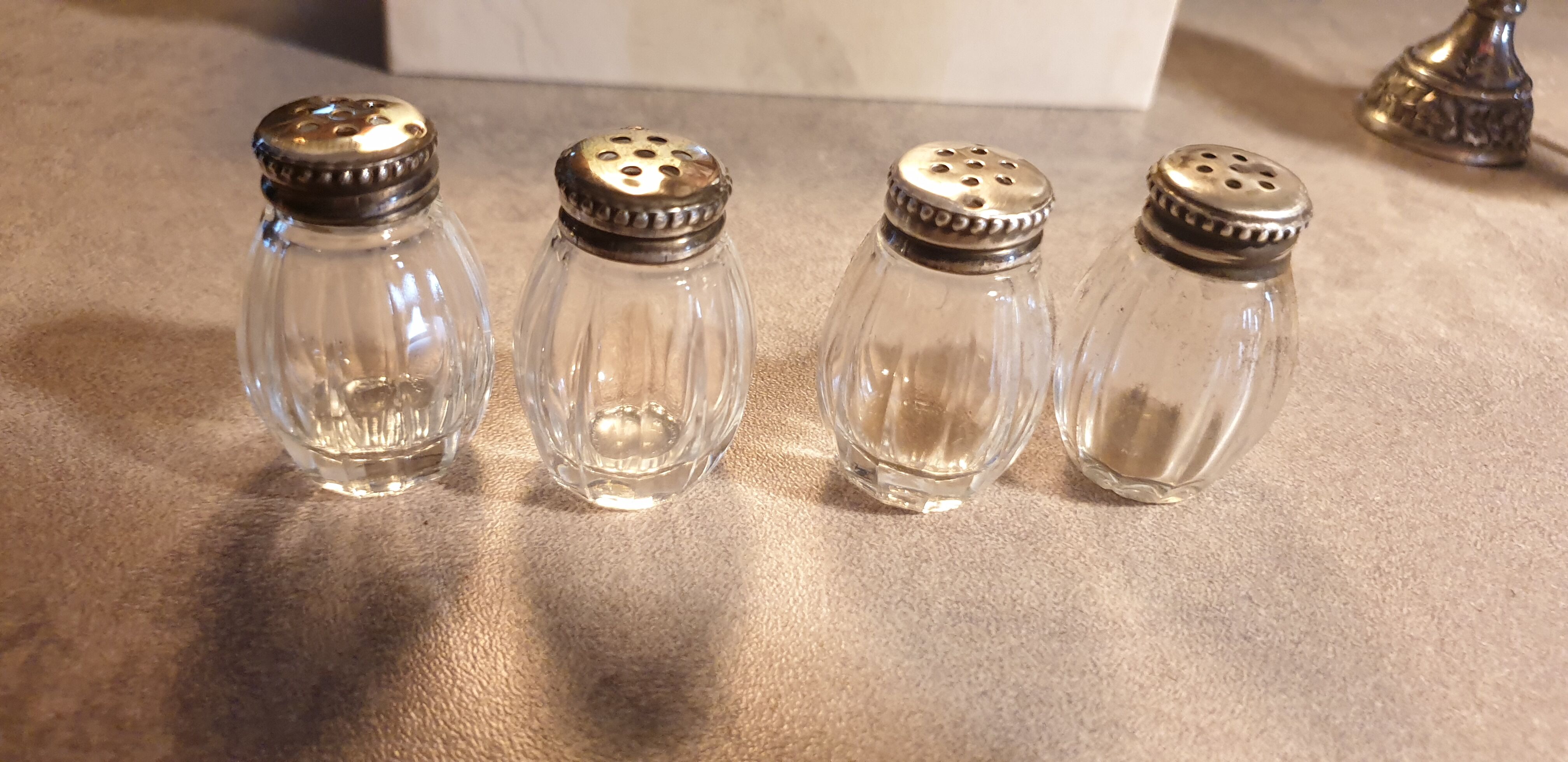 Goldsmith christofle salt shakers salters solid silver & glass