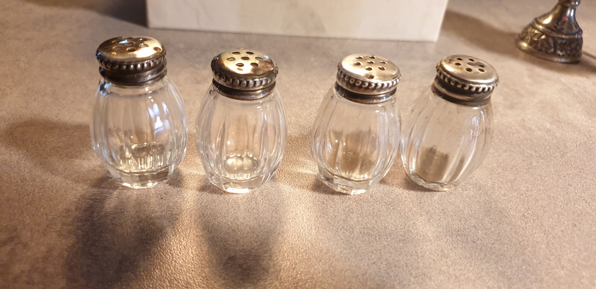 Goldsmith christofle salt shakers salters solid silver & glass