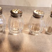 Goldsmith christofle salt shakers salters solid silver & glass
