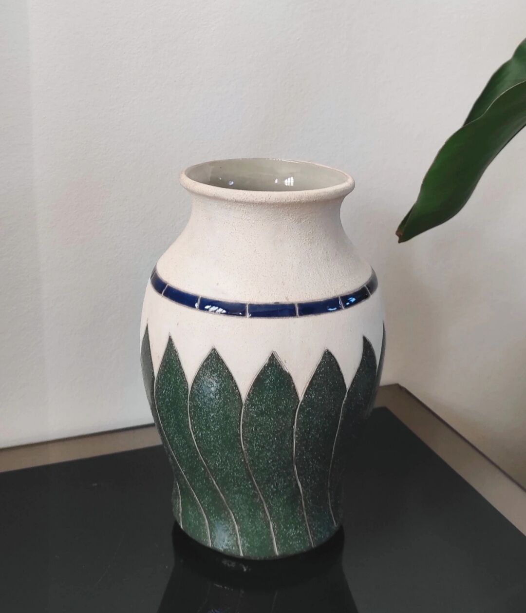 Vintage stoneware vase signed