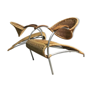 Une paire de chaises - 1980 rotin