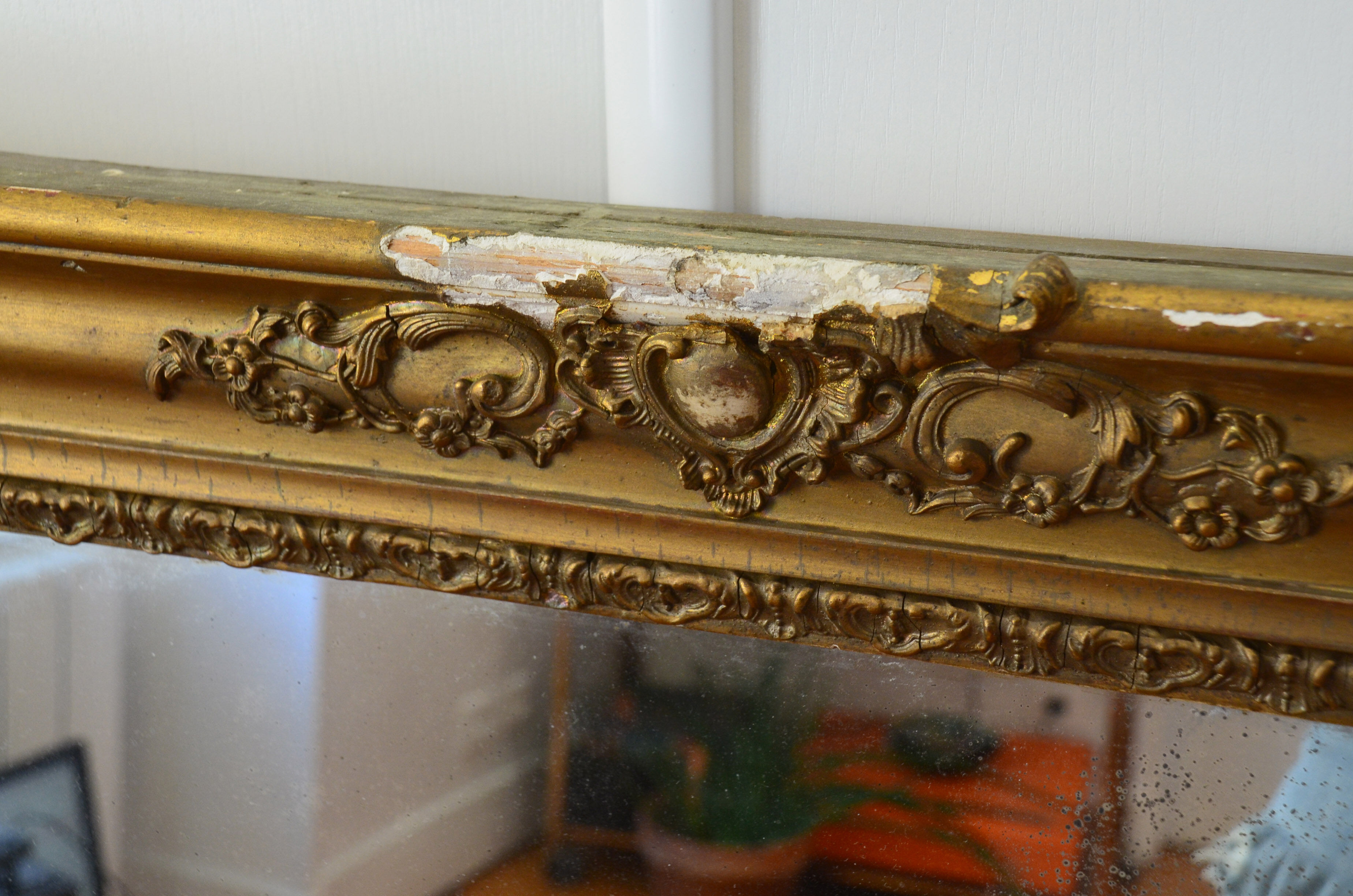 19th century fireplace mirror 128 x 107 mercury and stucco