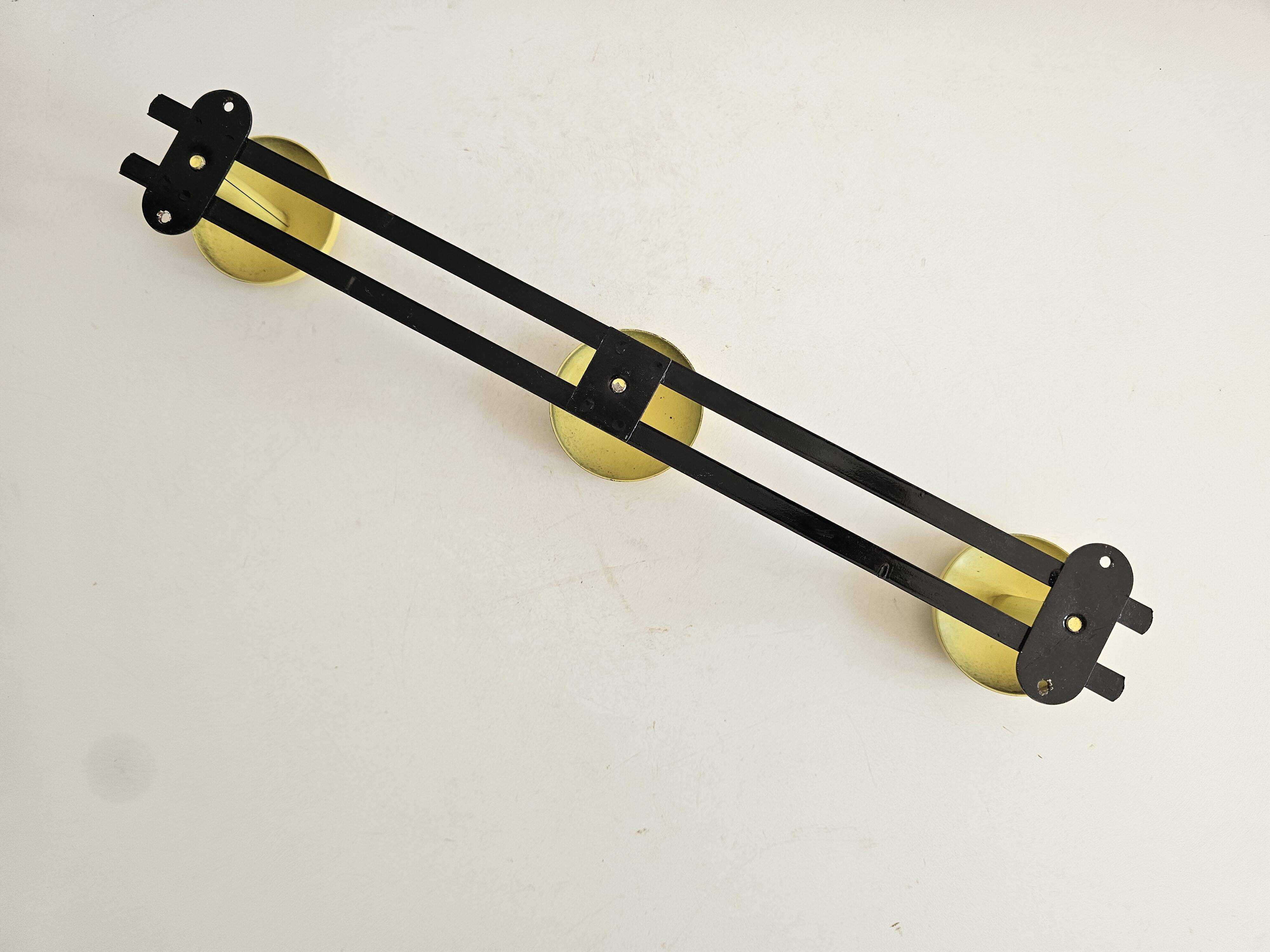 Black and yellow metal wall coat rack (3 hooks)