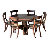 19th century mahogany dining room table and chair set, England, 1850s