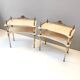 Pair of Nightstands / Console Tables with Marble Tops and Brass Legs, Italy