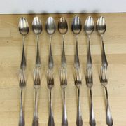 7 vintage silver plated forks and 7 spoons