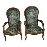 Lot of 2 Voltaire armchairs