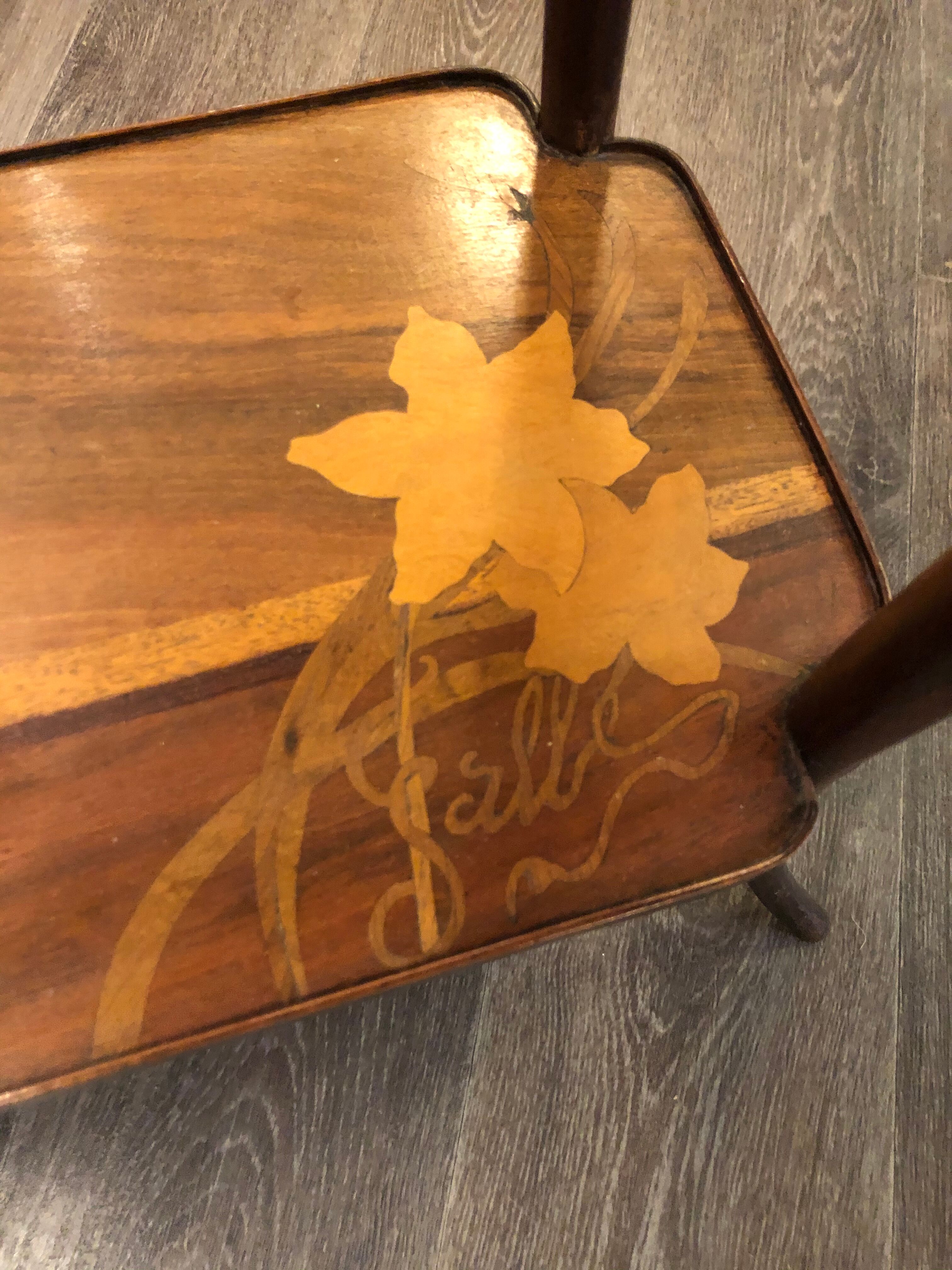 Table branding art nouveau galle wood flowers