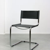 Vintage black leather bauhaus chair, italy