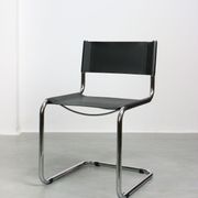 Vintage black leather bauhaus chair, italy