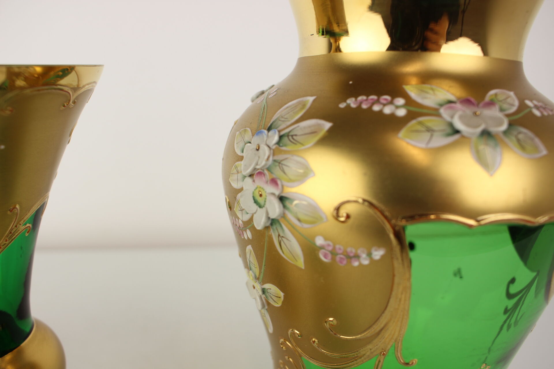 Bohemia glass vase, high enamel,gold,1950s, czechoslovakia