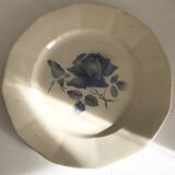 Set of 11 Digoin flat plates, blue rose patterns
