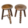 2 tripod stools in turned solid wood, Charles Dudouyt style, 1960.
