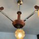 Lustre scandinave années 60 en teck et métal chromé