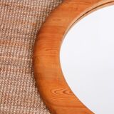 Mid-century oval mirror in solid pine Sweden 1960s 120x95cm