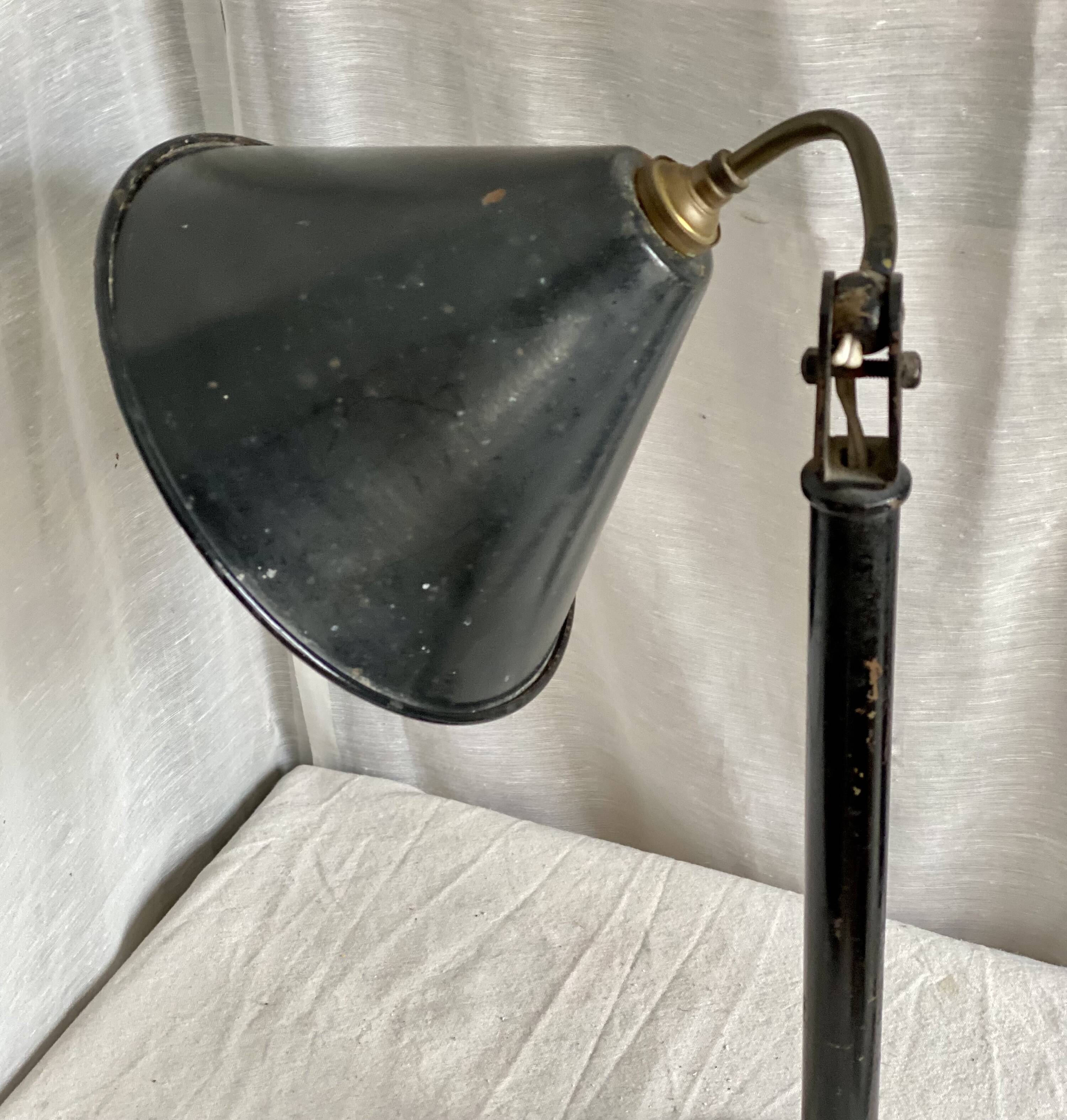 Vintage workshop lamp 1950 painted metal and brass