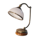 Adjustable brass lamp with wooden base and opaline with strapping 39x33