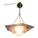 Art Deco ceiling lamp / chandelier in pink pressed molded glass in working order