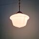 Large Art Deco pendant light in white opaline, 1930.