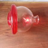 Vintage red designer glasses and carafe set, tumbler glass base