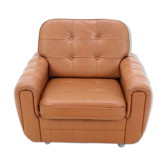 Fauteuil vintage marron clair en cuir 1970s