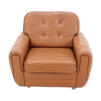 Clear Chair Brown vintage leather 1970 s