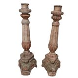 Paire de bougeoirs en bois 43 cm - style 18ème siècle
