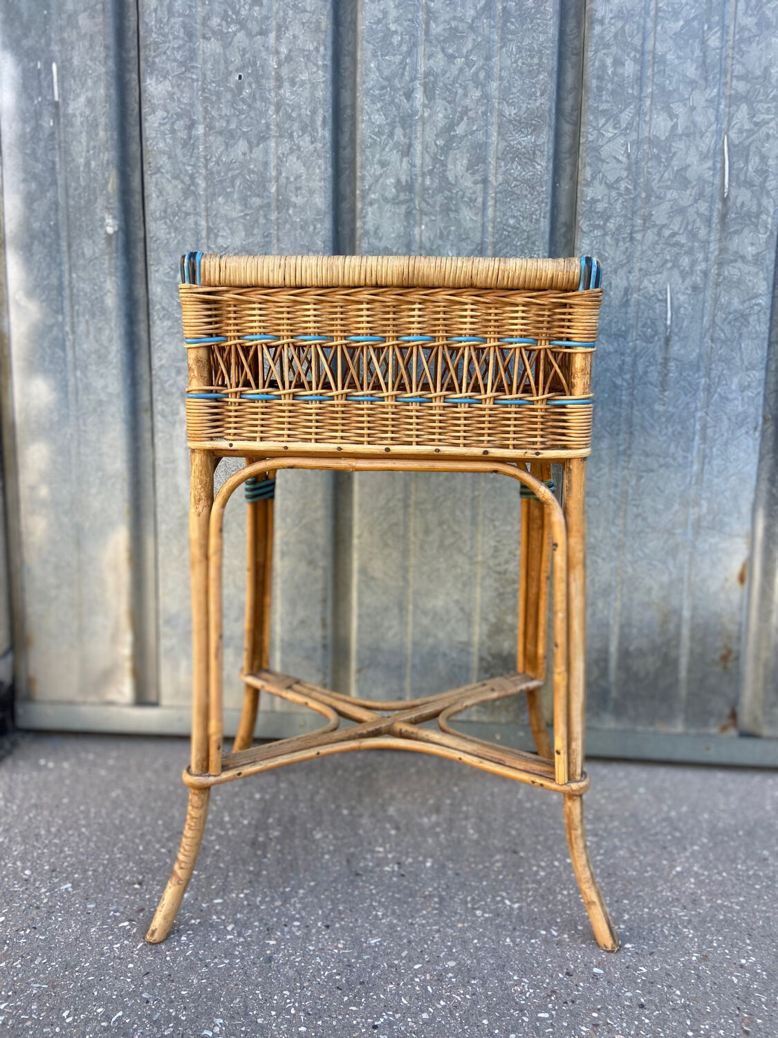 Vintage rattan storage unit