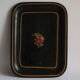 Black toleware painted metal serving tray 19th century