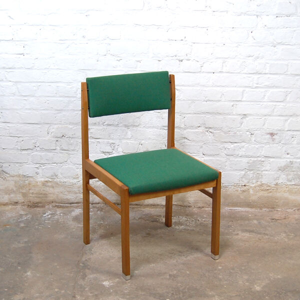 Chaise vintage en bois 1960s retapissée