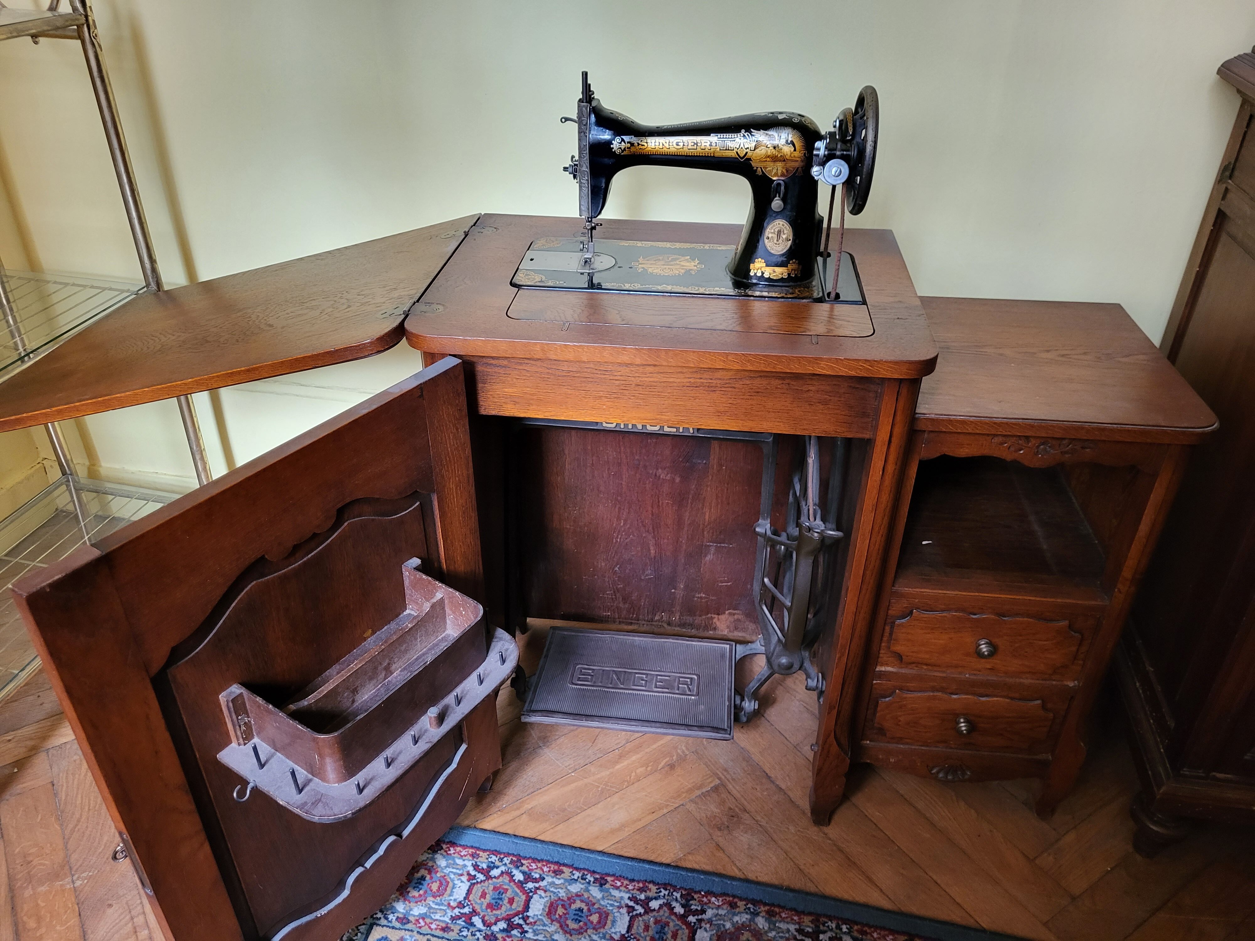 Table with singer sewing machine