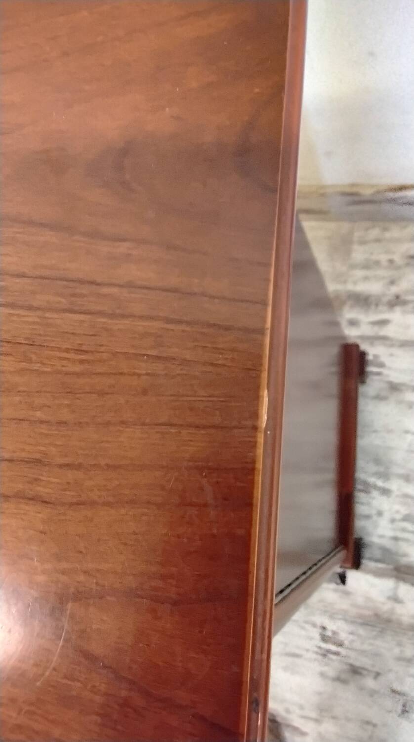 Pair of Louis Philippe style bedside tables in cherry wood.